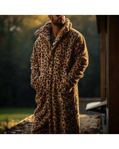 Leopard Classic Velvet Flano Sleep Coat