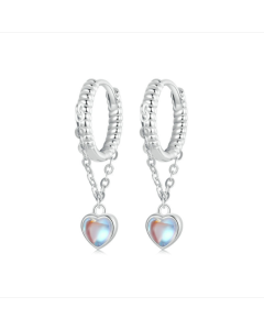 S925 Sterling Silver Platinum-Plated Agile Heart Tassel Earrings