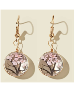 DIY Handmade Glass Dried Flowers Gypsophila Earrings