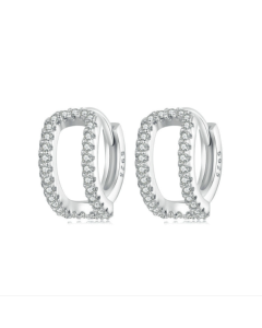 S925 Sterling Silver Plated White Gold Fine Flash Double Layer Earrings