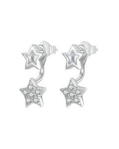 S925 Sterling Silver Platinum Plated Five-pointed Star Earrings