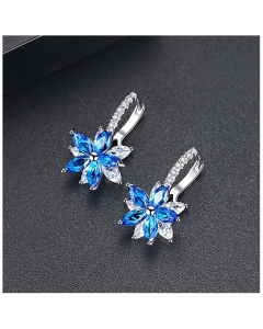 Cute Romantic Lovely Clear Stone Flower Shape Convenient Simple Stud Copper Cubic Zirconia Earrings