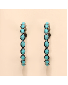 Geometric Large Circle Set Turquoise Earrings Retro C-shaped Hoop Earrings