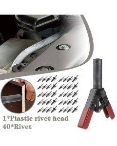 Plastic Rivet Gun 6.3 Inch Poly Hand Riveter Kit For Fastening Door Panels & Automotive Trim With 40 Pieces Of Plastic POM H0O5