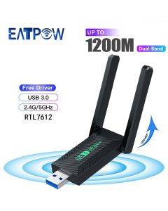 EATPOW WiFi Adapter1200Mbps Dual Band 5G&2.4G WiFi USB Ethernet for Desktop Laptop Wifi Antenna Network Card WiFi Dongle