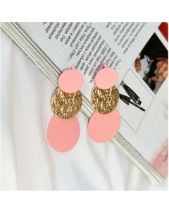 Stitching Solid Color Geometric Round Ladies Personality Earrings