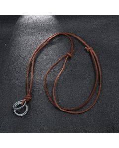 Vintage beach style cowhide necklace simple men's round leather rope long necklace