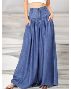 Plus Size High Waist Casual Wide Leg Pants
