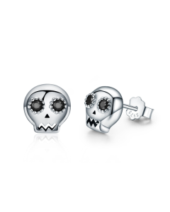 Skull Shape S925 Sterling Silver Stud Earrings Zircon Earrings