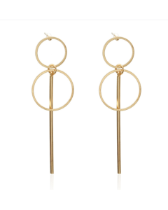Geometric Hollow Large Small Circle Long Type Alloy Stud Earrings