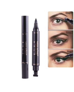 2 in 1 Black Waterproof Dual Head Quick Drying Eyeliner Seal Stamp Pen