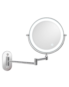 8 Inch Wall-Mounted Double-Sided Makeup Mirror LED Three-Tone Light Bathroom Mirror
