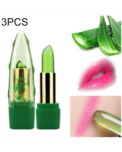 3 PCS PNF Aloe Vera Natural Moisturizer Lipstick Temperature Change Color Lip Balm Magic Pink Lipstick