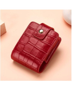Simple Cowhide Crocodile Pattern Lipstick Bag Storage Portable Makeup Bag With Mirror