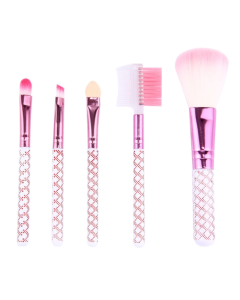 5 in 1 Pink Stripes Pattern Professional Makeup Tool Kit