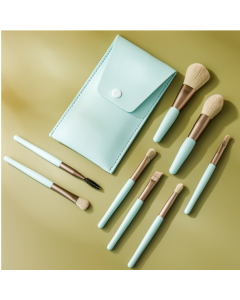 8-in-1 Mini Wooden Handle Makeup Brush Set Portable Loose Powder Brush