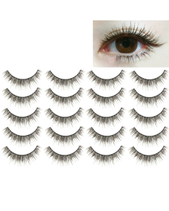 10 Pairs M14 Criss-Cross Cotton Stem Natural Makeup Lashes Charming Long Thick Black False Eyelashes