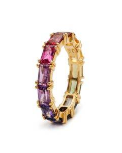 Exquisite fashion rainbow color zirconia ladies ring
