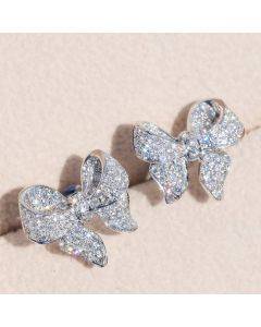 Micro-inlaid zirconium earrings, bow tie, small and versatile earrings