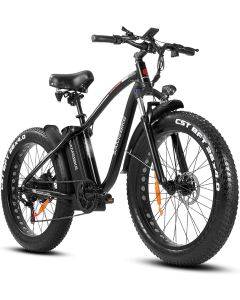 SAMEBIKE YY26 Black Electric Mountain Bike 750W 48V 15AH Lithium Battery 26 inch 4.0 Fat Tire E-bike for Adults