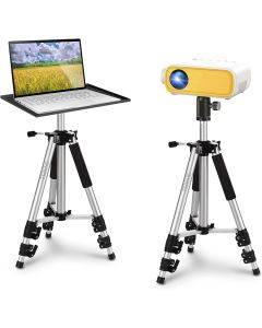 SKERELL Projector Tripod Stand,Universal Laptop Stand,Multi-Function Aluminum Alloy Tripod Stand with Tray and Ball Head,Carry Bag,Adjustable Height from 17-48 inch(Silver)