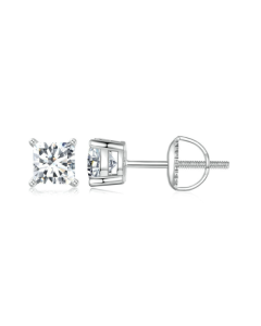S925 Sterling Silver Platinum-plated Sparkling Square Moissanite Princess Earrings