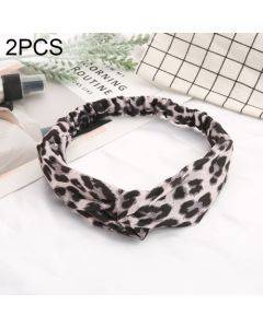 2 PCS Printing Leopard Cross Headband Women Turban Hairband Stretch Twisted Knotted Headwear