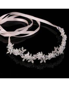 Noble Crystal Rhinestone Bridal Headpieces Satin Ribbon Wedding Hair Accessories for Brides Tiaras Crowns Headbands