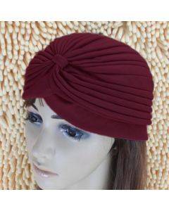 Holiday Stretchy Turban Head Wrap Band Sleep Hat Ear Cap(Wine red)