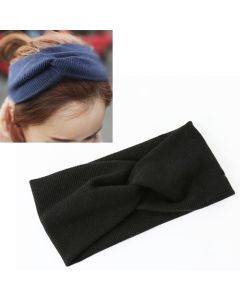 Women Widened Hair Bands Spiral Double Cloth Knit Solid Color Headwear Fashion Headbands Hair Accessories(Black)