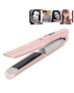 Wireless Mini USB Rechargeable Hair Straightener Hair Curler Double Purpose Hair Splint(Pink)