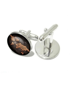 2 PCS World Map Pattern Cufflinks Antique Retro Bronze Cufflinks