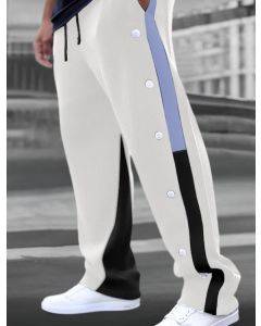 Men's Sweatpants Joggers Trousers Drawstring Elastic Waist Side -1