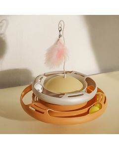 Tumbler Turntable Pet Cat Planet Toy(White Yellow)