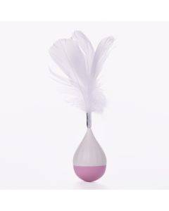 Cat Interactive Toy to Relieve Boredom Feather Tumbler Amusing Cat Stick(White+Pink)