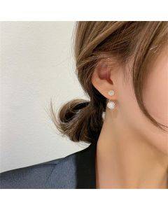 Simple hollow zircon spherical earrings