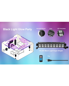 36 LED Black Light, 2 Pack 54W LED UV Bar Blacklight with Remote Control, Light Up 20x20ft for Glow Parties Party Lights Glow in The Dark Party Supplies