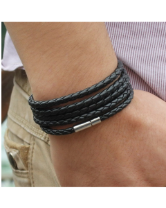 Couple Leather Bracelet Men Charm Vintage Black Bracelet