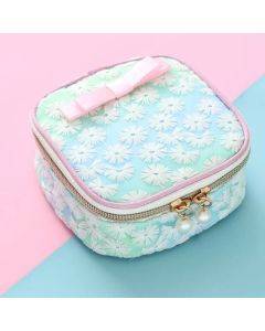 Sanitary Napkin Storage Bag Mesh Embroidery Lipstick Jewelry Storage Bag(Green)