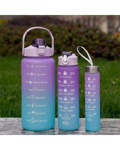 3pcs/set Gradient Plastic Sports Kettle Portable Straws Space Cup(Purple Blue)