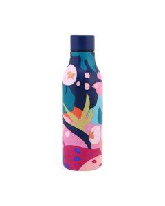 JUNSUNMAY Geometric Patterns Coating 304 Stainless Steel 550ml Water Vacuum Bottle(Dark Blue)