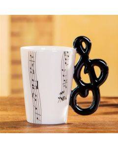 Guitar Ceramic Cup Personality Music Note Milk Juice Lemon Mug Coffee Tea Cup Home Office Drinkware Unique Gift(Note Five Line)