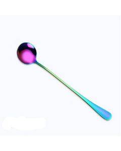 2 PCS Stainless Steel Rainbow Long Handled Coffee Scoops Cold Drink Stirring Spoon for Dessert Cake