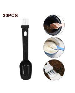 20 PCS Coffee Bean Grinder Spoon Grinder Cleaning Brush With Scale(Black Handle White Hair)
