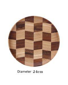 Wooden Tray Dinner Plate Household Fruit Cake Dessert Plate Wooden Dish Round 24cm
