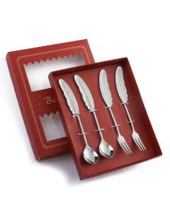 304 Stainless Steel Feather Spoon Fork Literary Tableware
