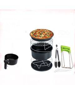7 in 1 Air Fryer Accessories 7-piece Set for 3.5-5.8QT Type of Baking Basket Double-layer Grill(Black)