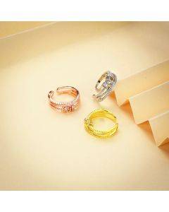 Zircon worry-free ring three-line rotating smart plant opening adjustable anxiety rings