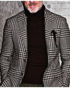 Houndstooth Pattern Single Breasted Casual Blazer