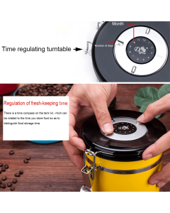 1200ml Stainless Steel Coffee Bean Sealed Canister With Air Vent Coffee Storage Tank (Color: Blue)